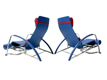 Pair of Grand Repos Lounge Chairs with Stools by Jean Prouvé Tecta , 1980s